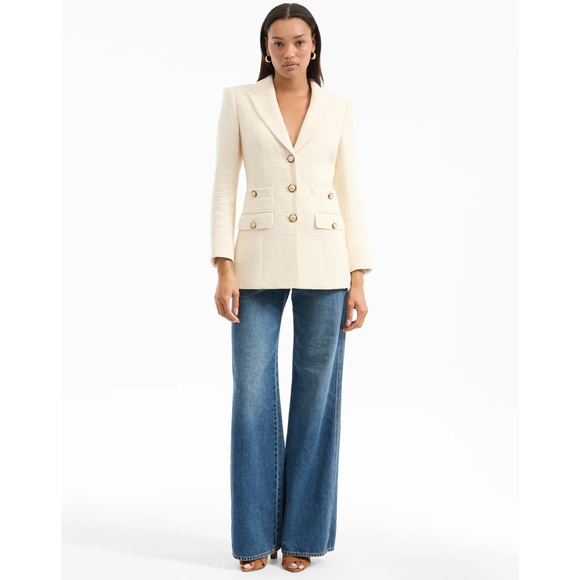 Veronica Beard Terre Cotton Dickey Jacket Off-White Single-Breasted Jacket 2 - Picture 3 of 16